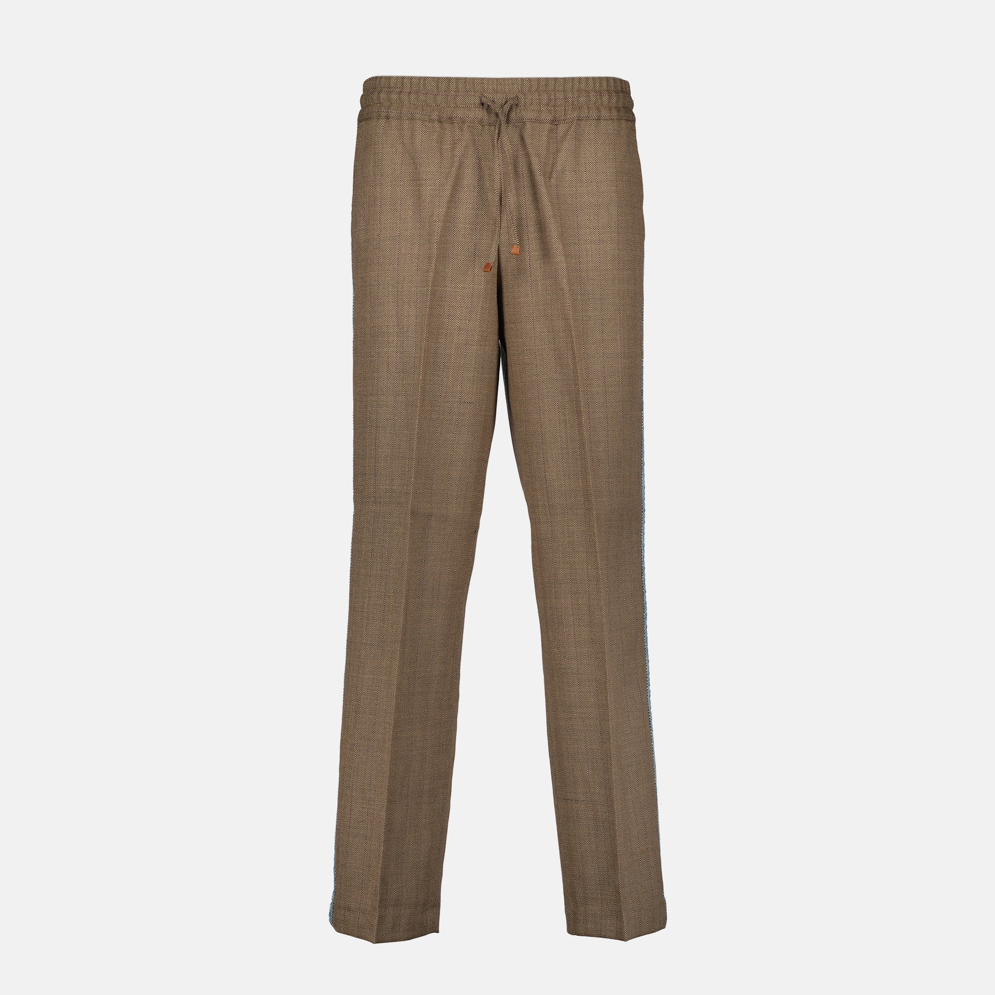 Chevron pants, Drôle De Monsieur, brown pants, wool and viscose trousers, autumn-winter collection