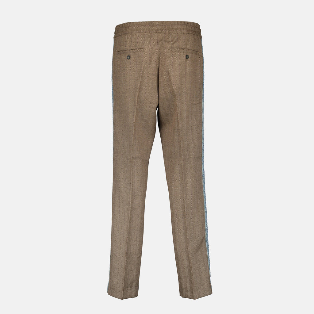 Chevron pants, Drôle De Monsieur, brown pants, wool and viscose trousers, autumn-winter collection