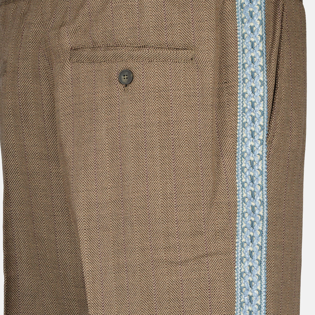 Chevron pants, Drôle De Monsieur, brown pants, wool and viscose trousers, autumn-winter collection