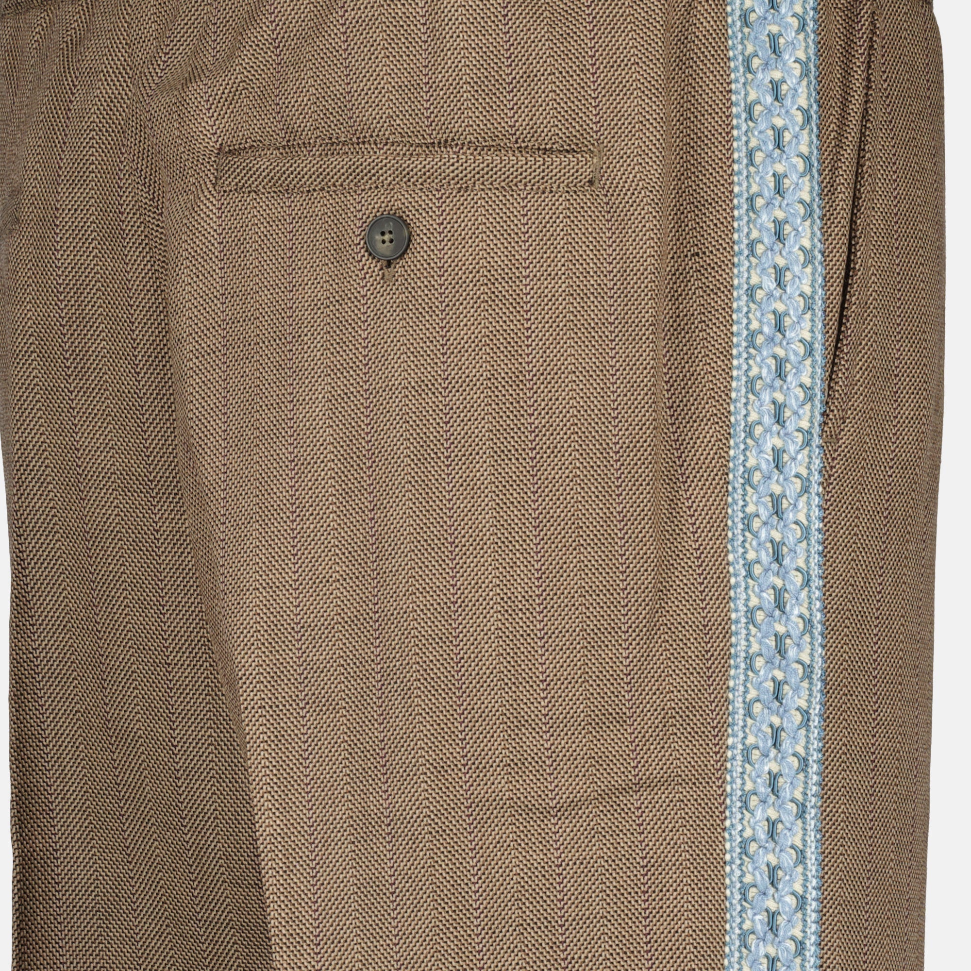 Chevron pants, Drôle De Monsieur, brown pants, wool and viscose trousers, autumn-winter collection