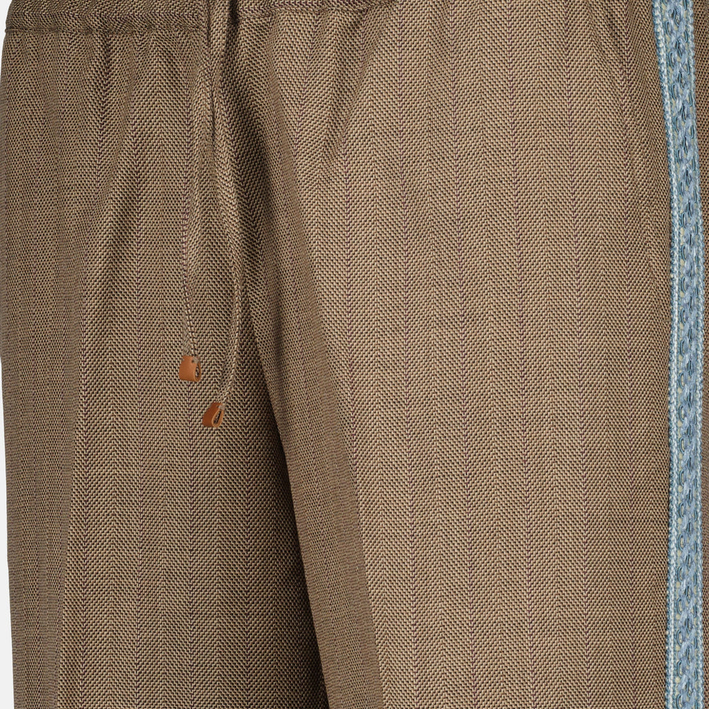 Chevron pants, Drôle De Monsieur, brown pants, wool and viscose trousers, autumn-winter collection