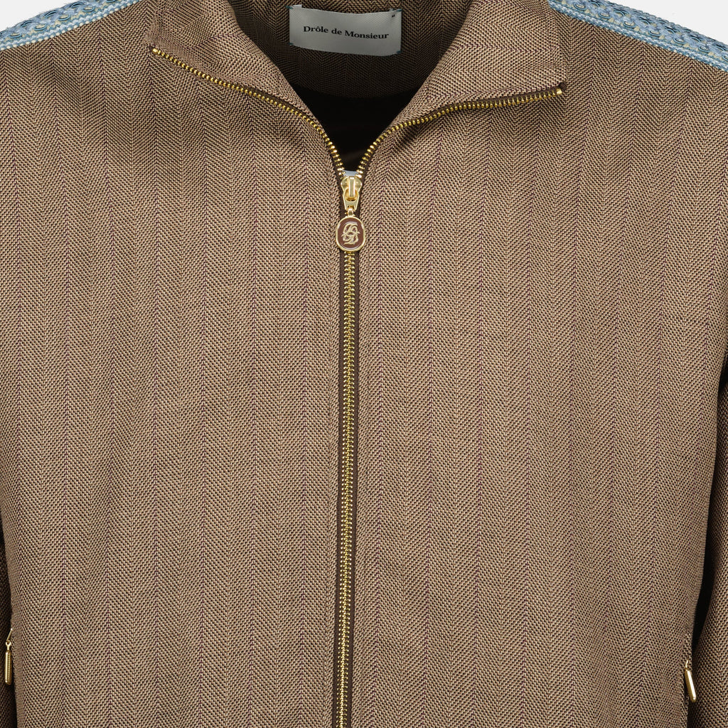 chevron brown jacket drole de monsieur men 15636663107964