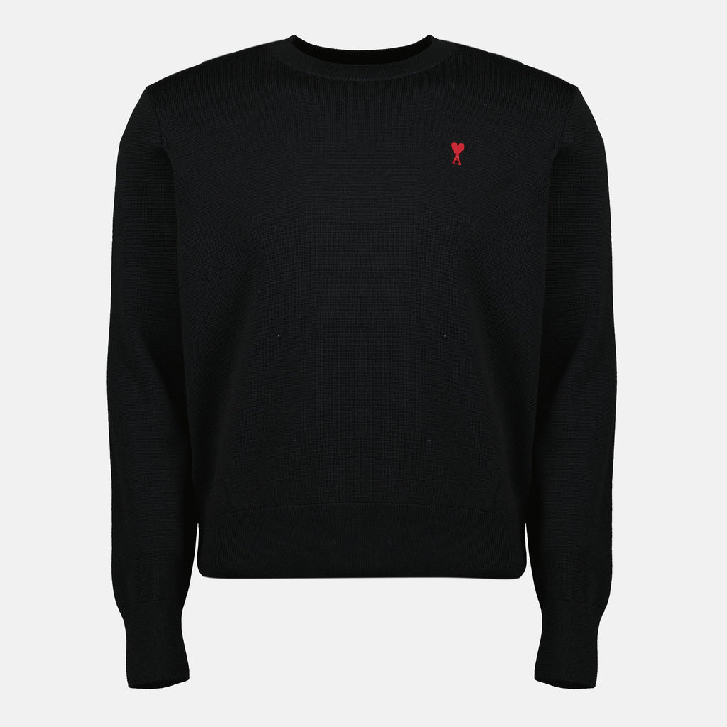 AMI de Coeur Black Sweater, AMI Paris, luxury sweater, wool sweater, fashion essentials