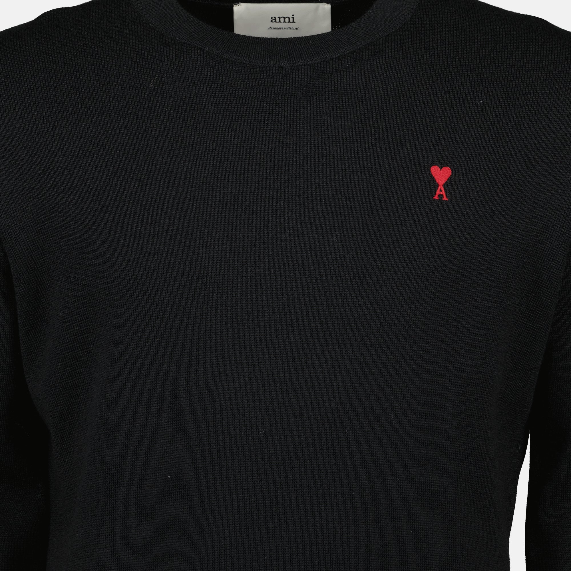 AMI de Coeur Black Sweater, AMI Paris, luxury sweater, wool sweater, fashion essentials