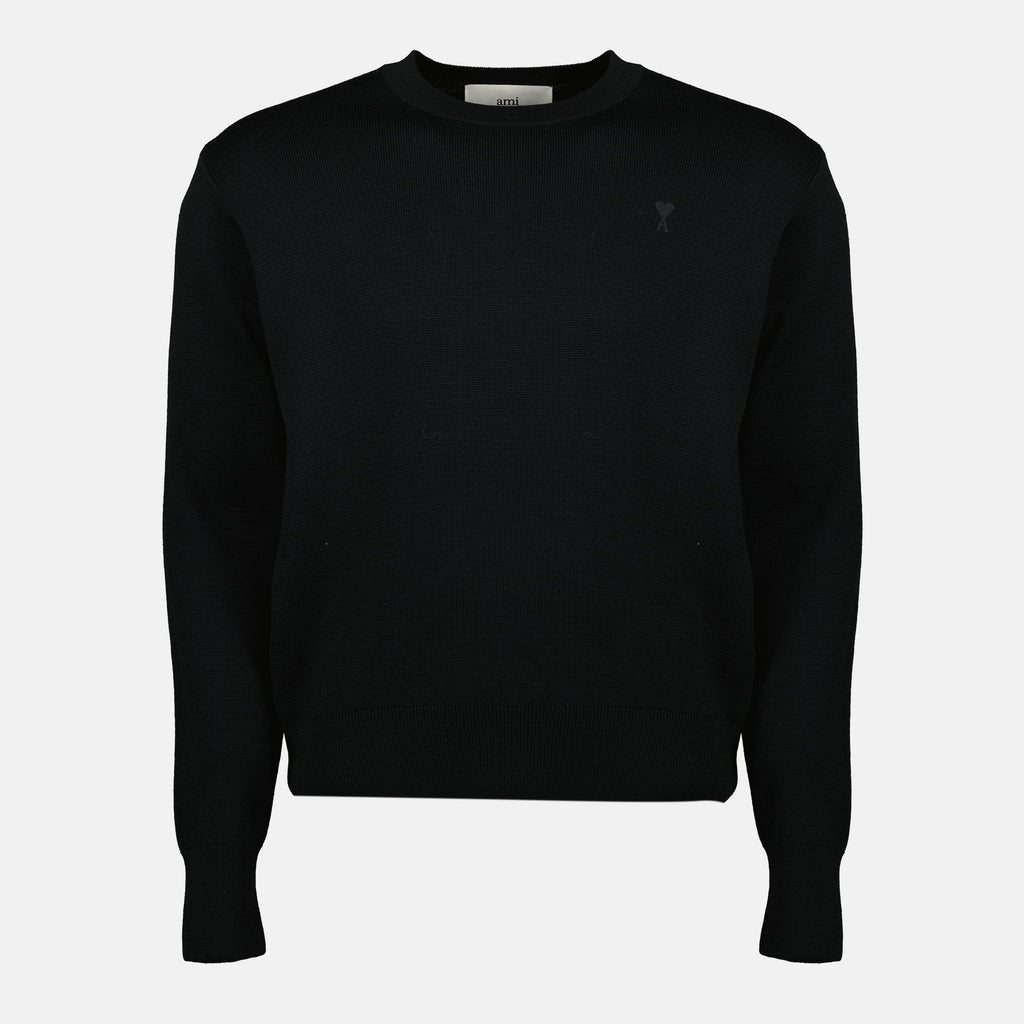 AMI Paris sweater, black wool sweater, Ami de Coeur, Autumn-Winter 2025, men's fashion