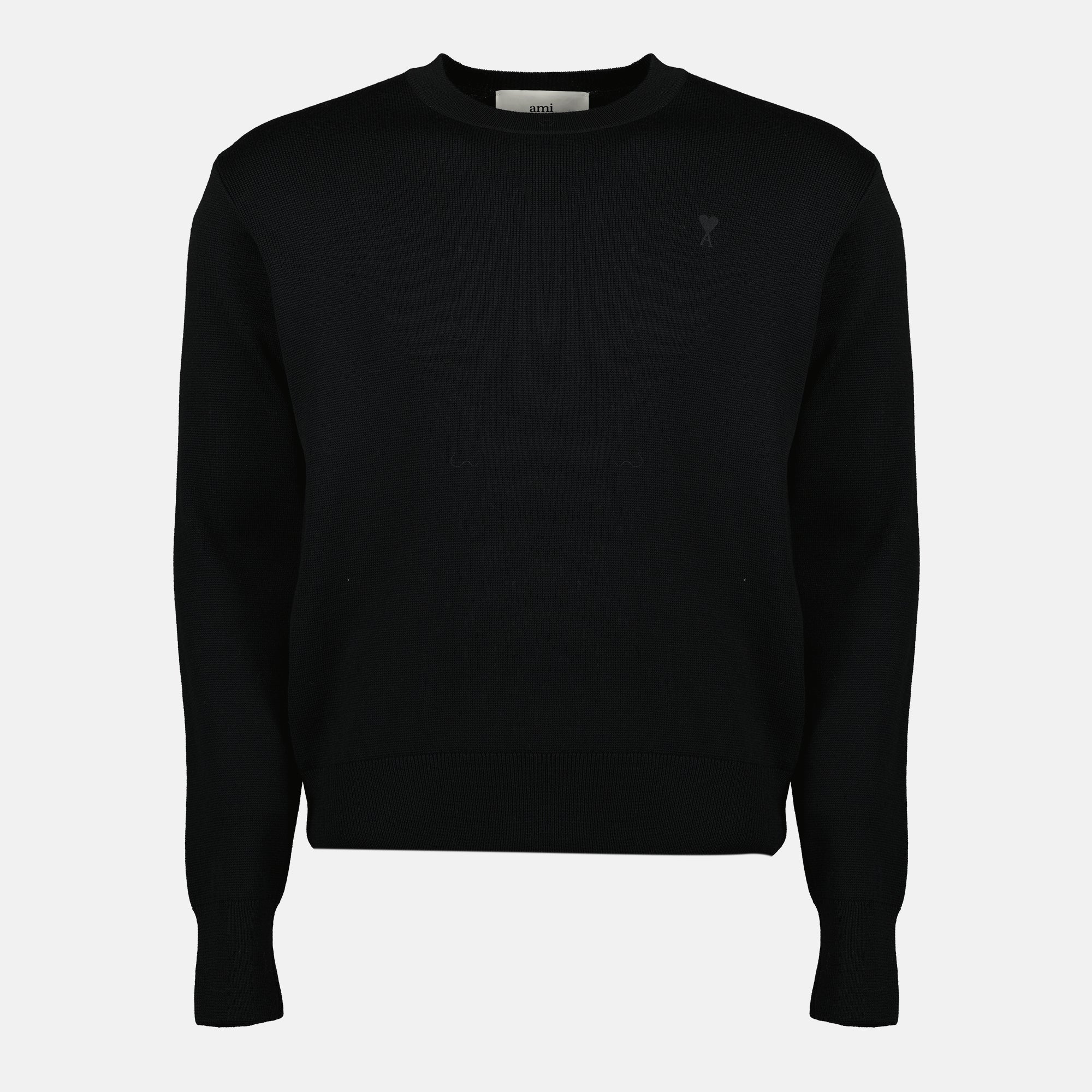 AMI Paris sweater, black wool sweater, Ami de Coeur, Autumn-Winter 2025, men's fashion