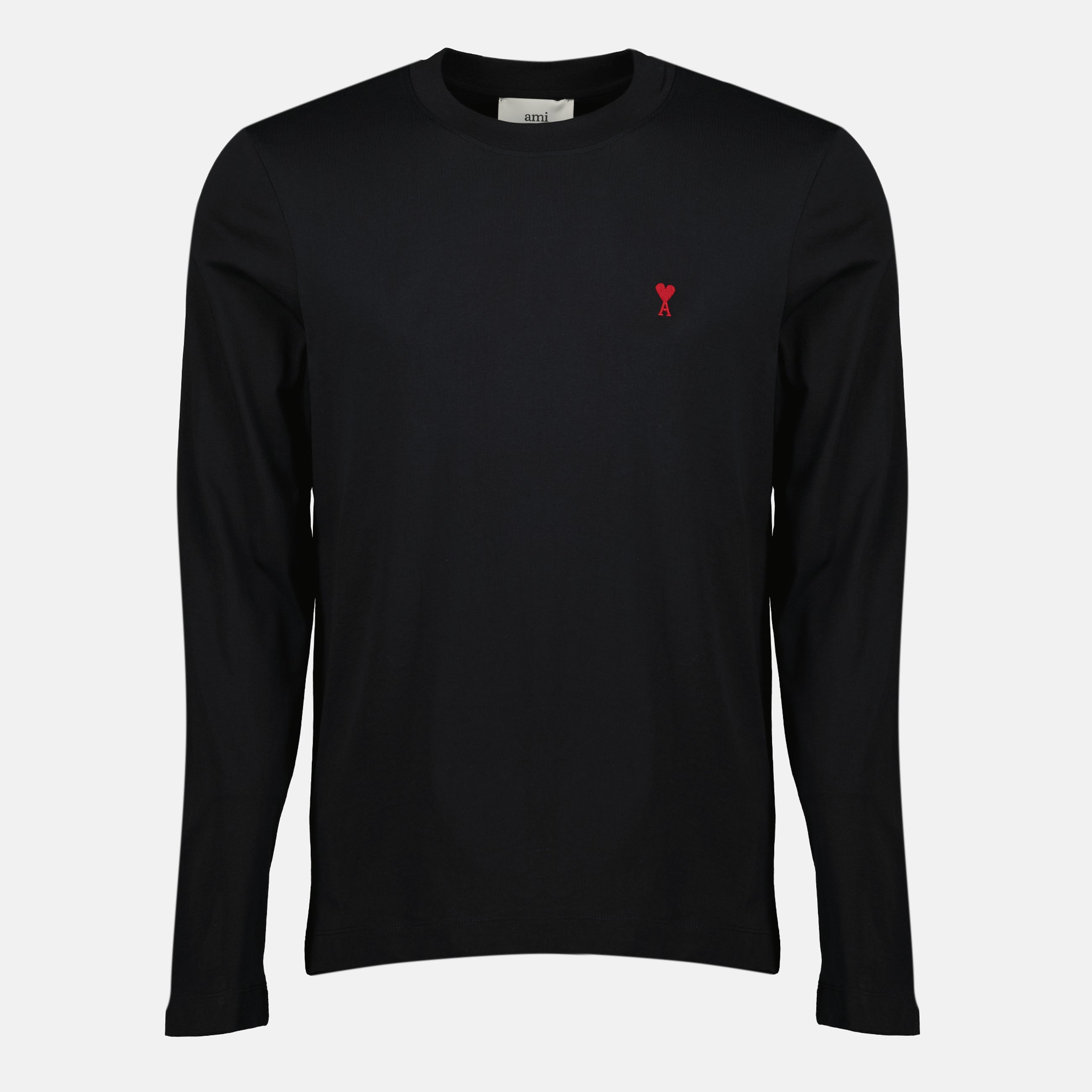 Ami de Coeur long sleeve T-shirt, black T-shirt, organic cotton tee, casual wear, embroidered logo shirt