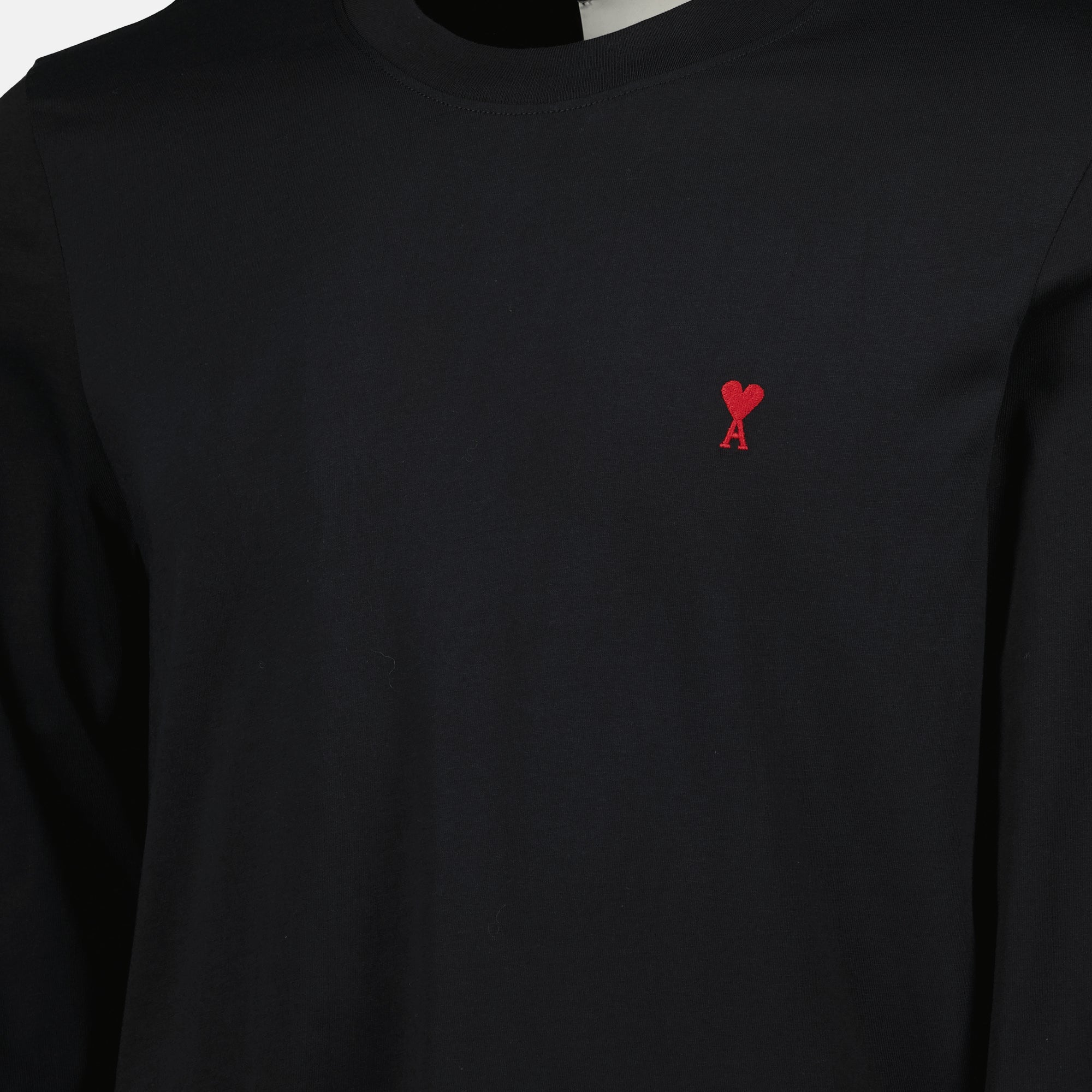 Ami de Coeur long sleeve T-shirt, black T-shirt, organic cotton tee, casual wear, embroidered logo shirt