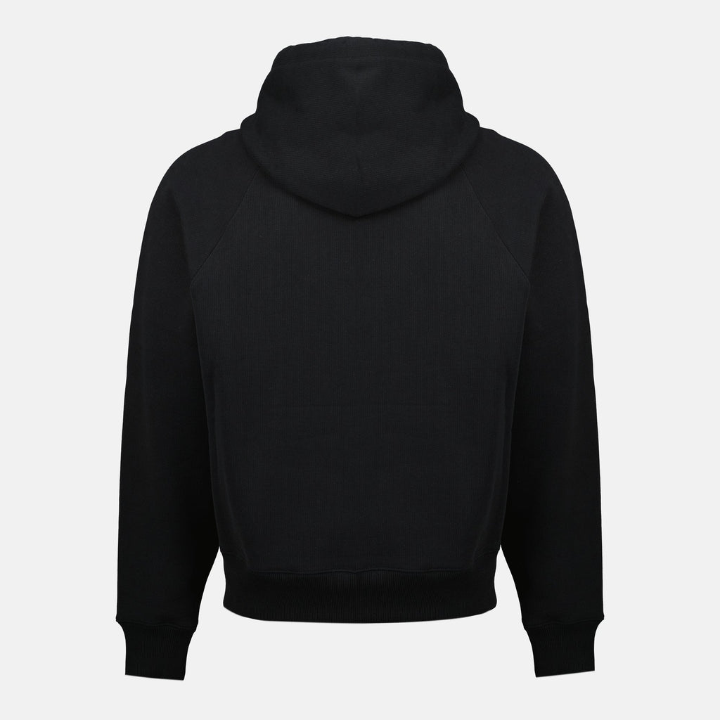 AMI Paris hoodie, organic cotton hoodie, unisex sweatshirt, black hoodie with heart detail, designer casual wear