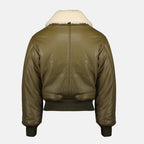 Image of AMI Paris Kaki Leather Jacket by Ami PARIS for Men - Season Autumn-Winter 2025 - Product detail view 1