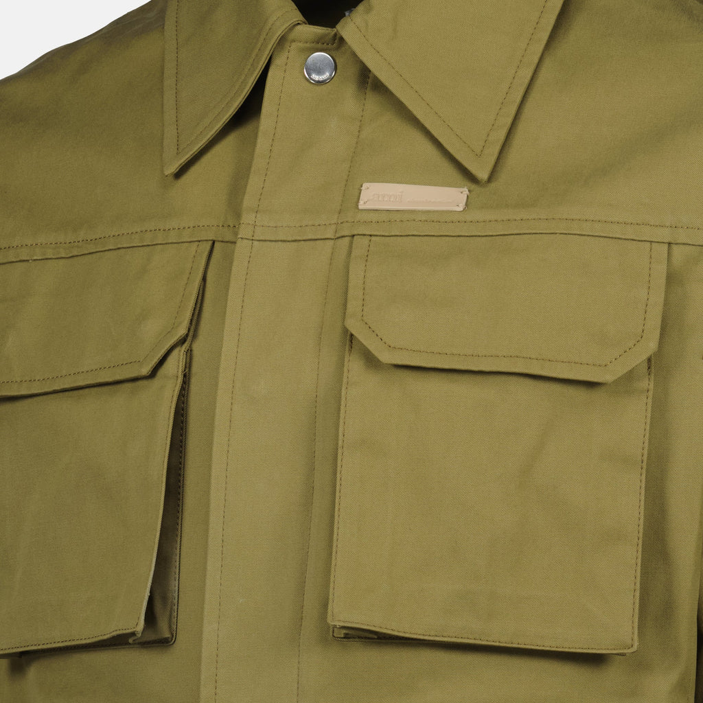 Ami PARISの作業ジャケットKakiの画像、ユニセックス用 - 2025年秋冬シーズン - 製品詳細ビュー2
