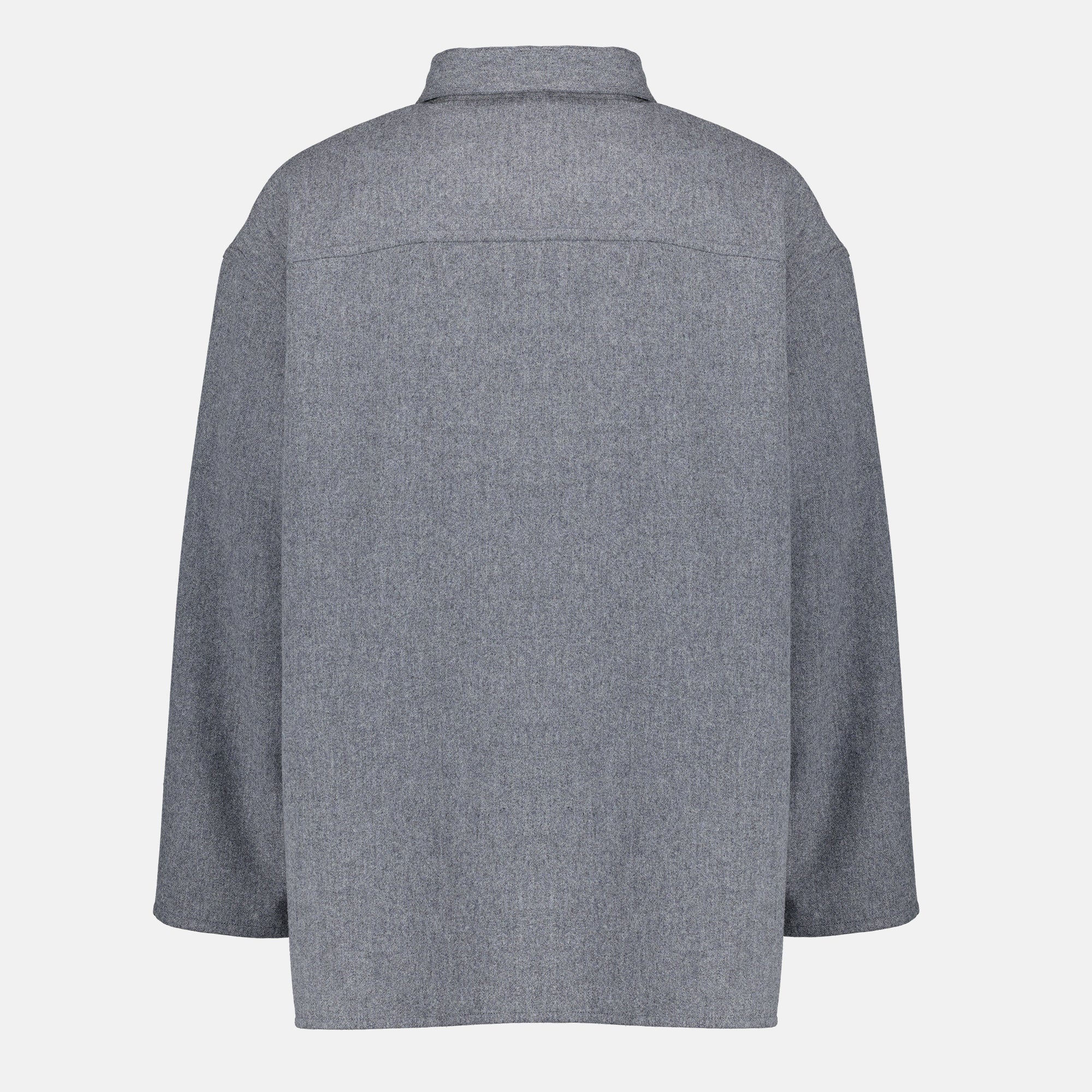 AMI PARIS, unisex polo shirt, gray wool shirt, oversized fit, classic collar