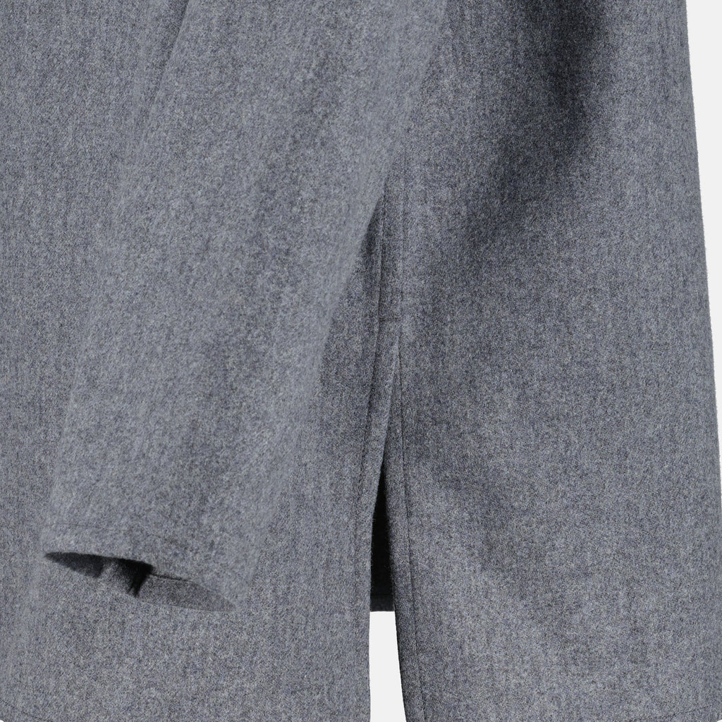 AMI PARIS, unisex polo shirt, gray wool shirt, oversized fit, classic collar