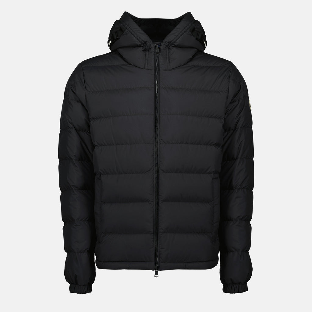 Moncler Laveraet jacket, black down jacket, quilted jacket, adjustable hood jacket, men's luxury outerwear