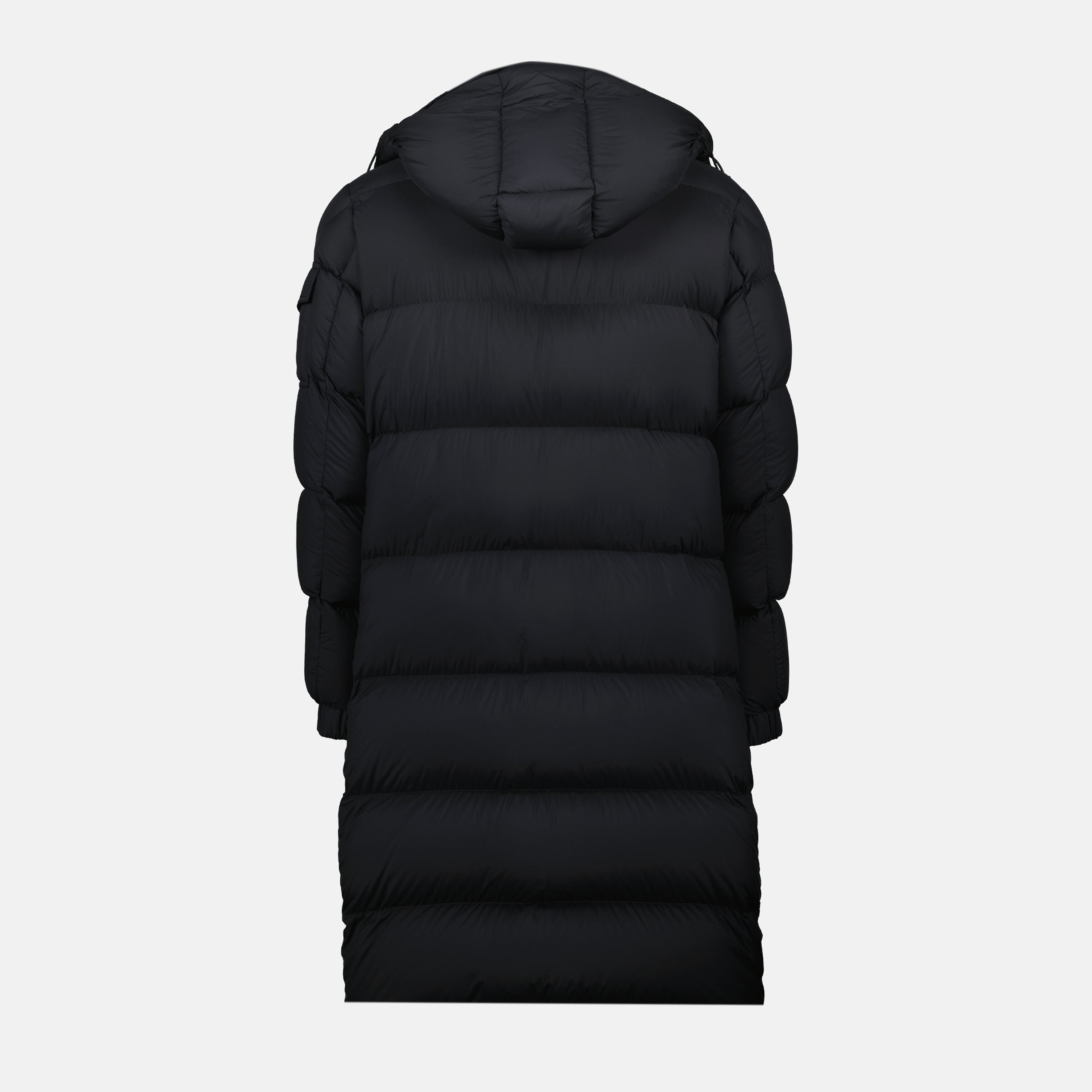 Moncler jacket, long down coat, Hanoverian jacket, black nylon coat, men's outerwear