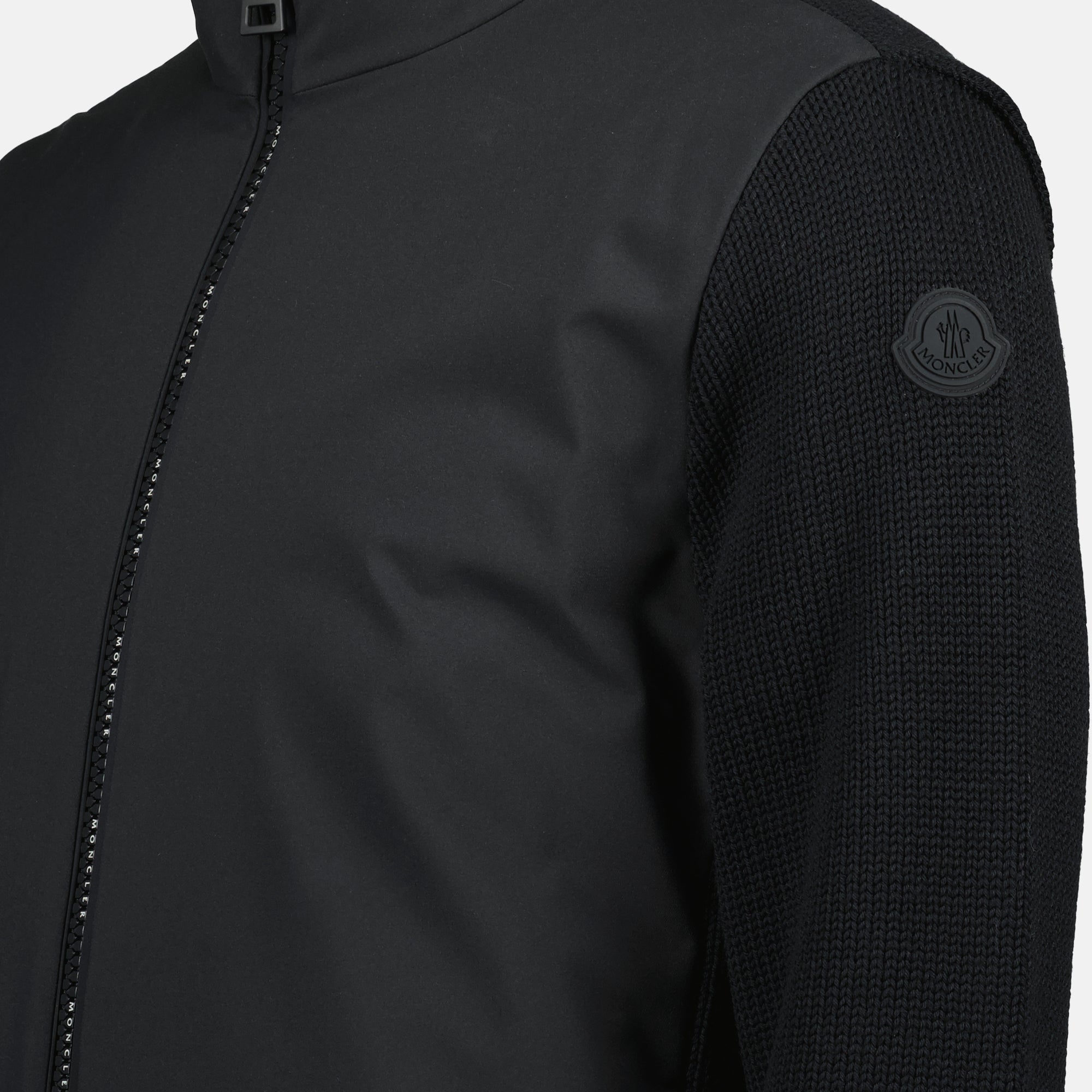 Moncler cardigan, bi-material cardigan, black cardigan, men's fashion, fall winter collection