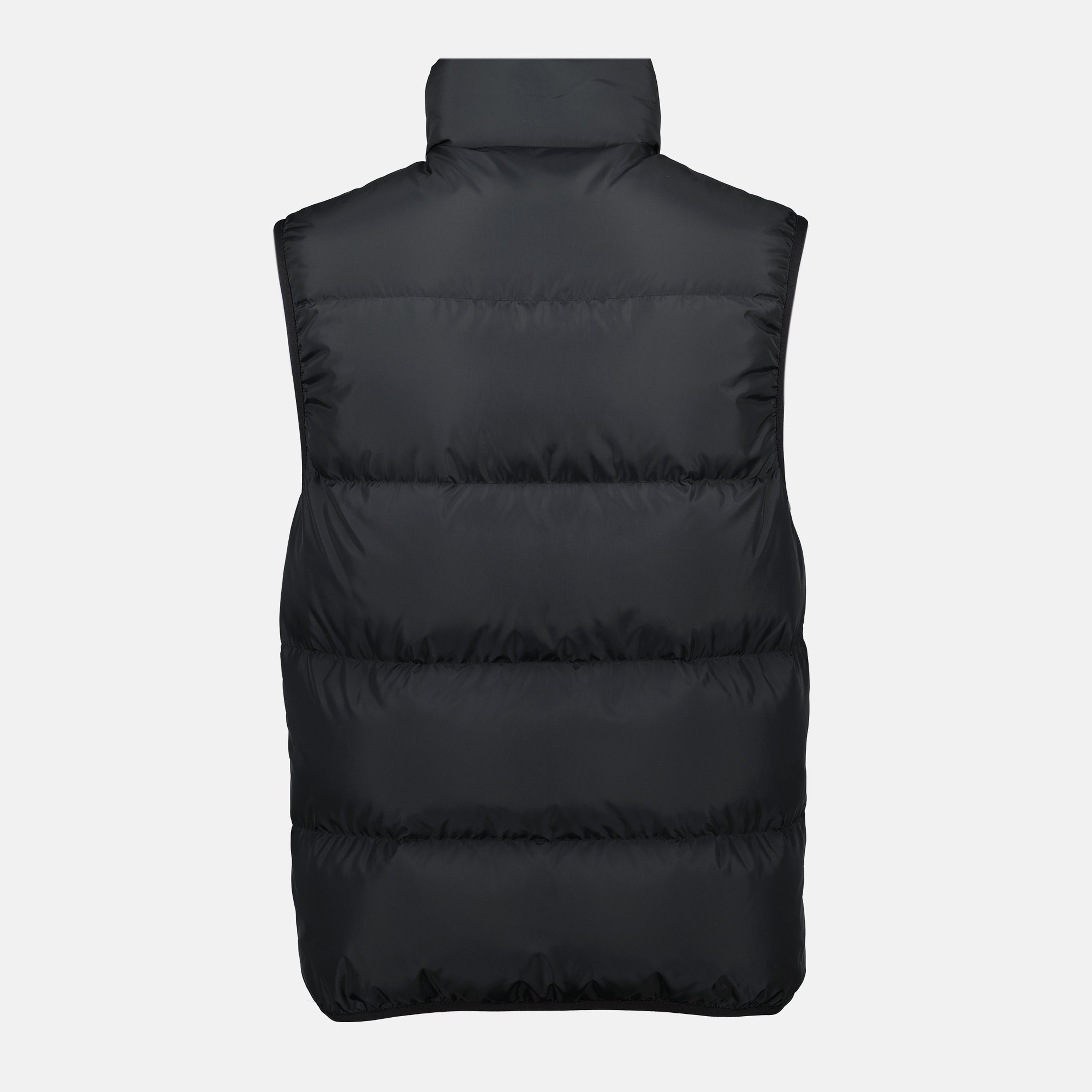 Moncler Gabas jacket, black down jacket, sleeveless jacket, quilted boudins jacket, modern high collar