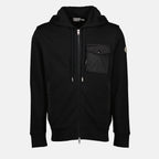 Bild eines schwarzen Reißverschluss-Sweatshirts von Moncler für Herren - Saison Herbst-Winter 2025 - Vorderansicht