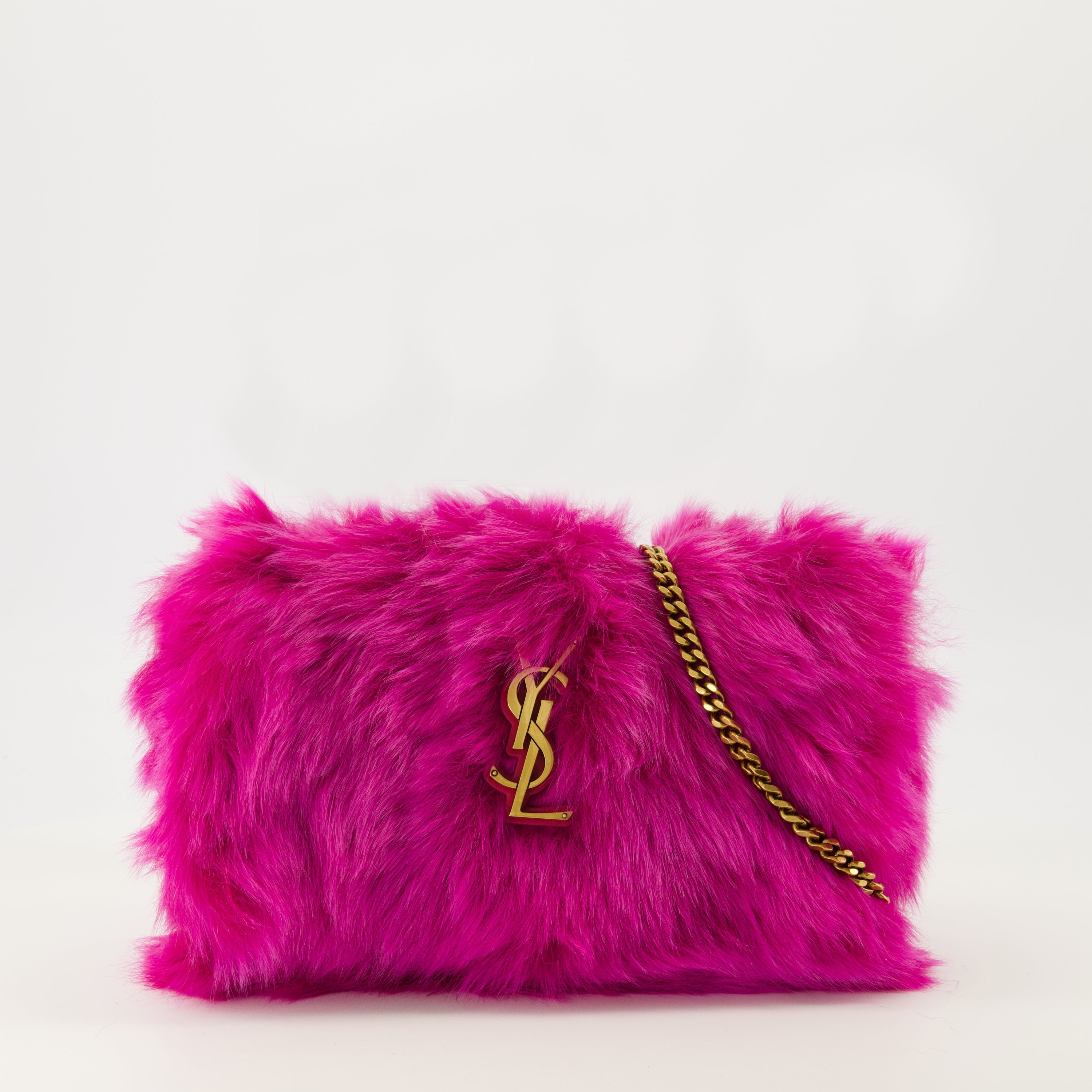 Saint Laurent, Kate bag, faux fur handbag, pink accessory, luxury fashion