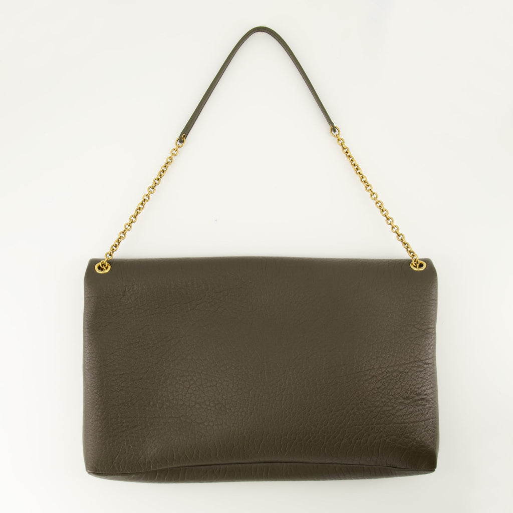 Saint Laurent handbag, Cassandre XXL, olive green purse, textured leather bag, chic shoulder bag