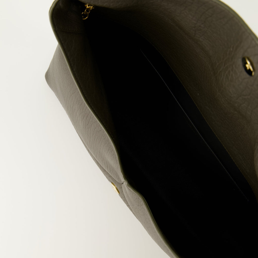 Saint Laurent handbag, Cassandre XXL, olive green purse, textured leather bag, chic shoulder bag