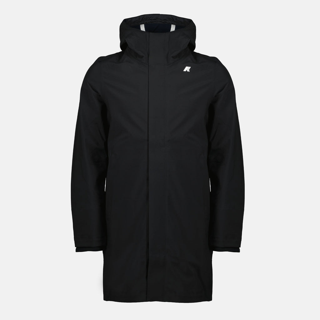 K-Way parka, long black parka, waterproof outerwear, PrimaLoft insulation, Autumn-Winter collection
