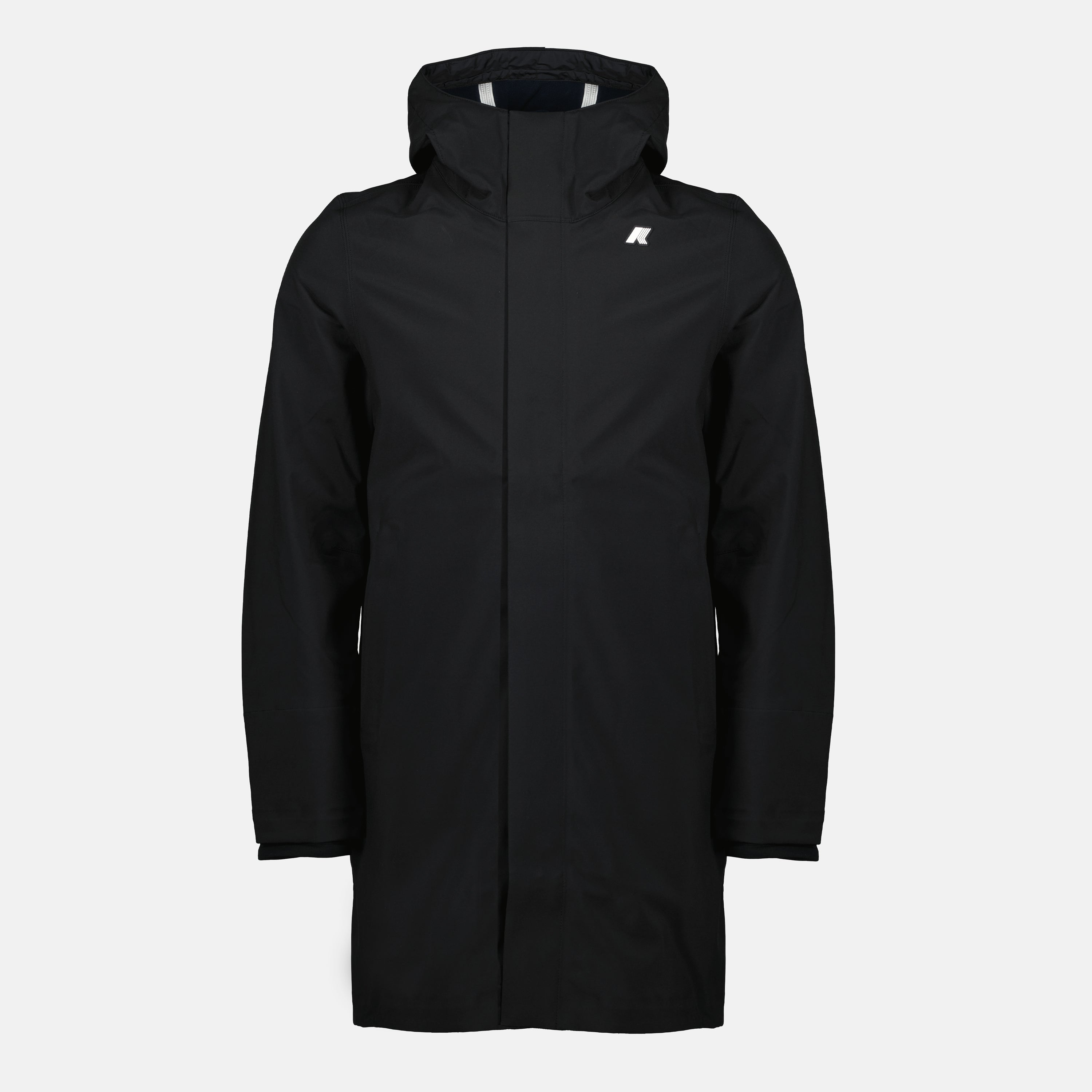 K-Way parka, long black parka, waterproof outerwear, PrimaLoft insulation, Autumn-Winter collection