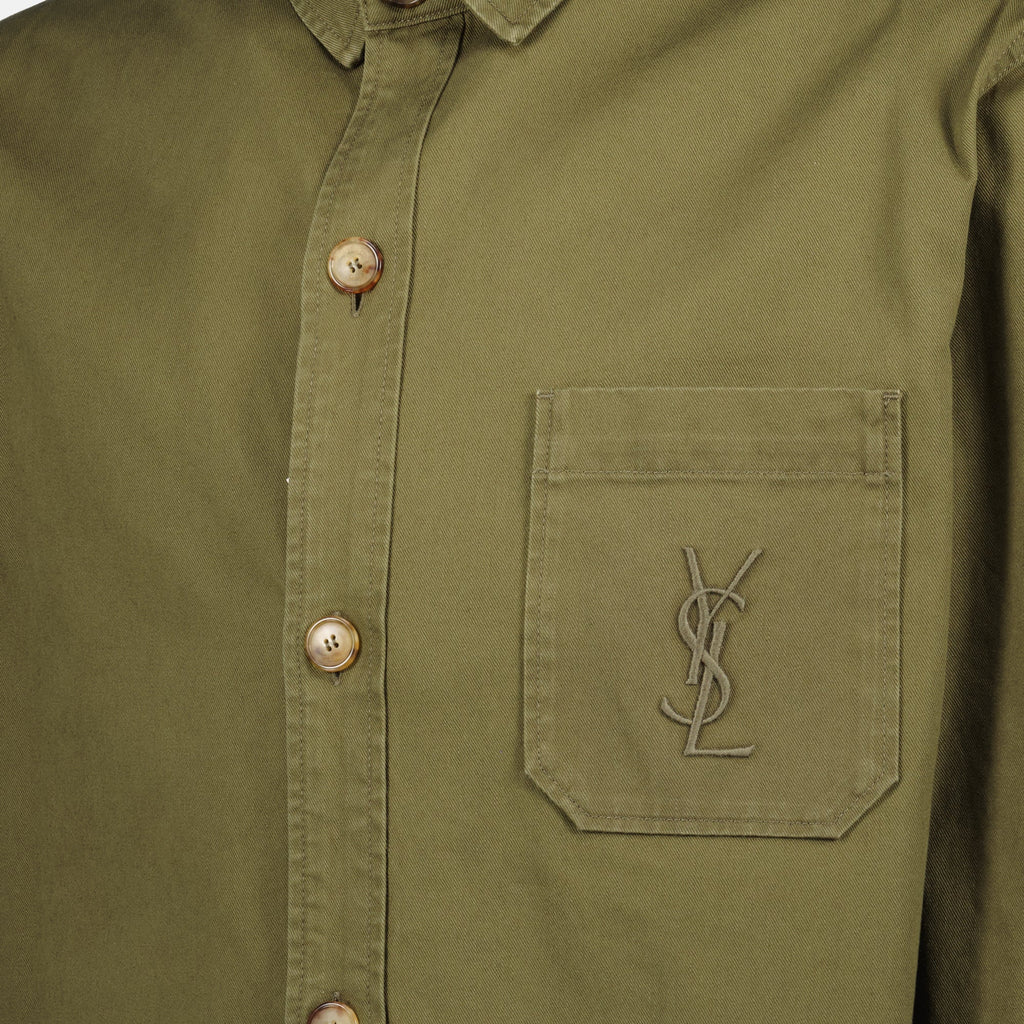 Saint Laurent, denim shirt, Cassandre, men's fashion, khaki shirt