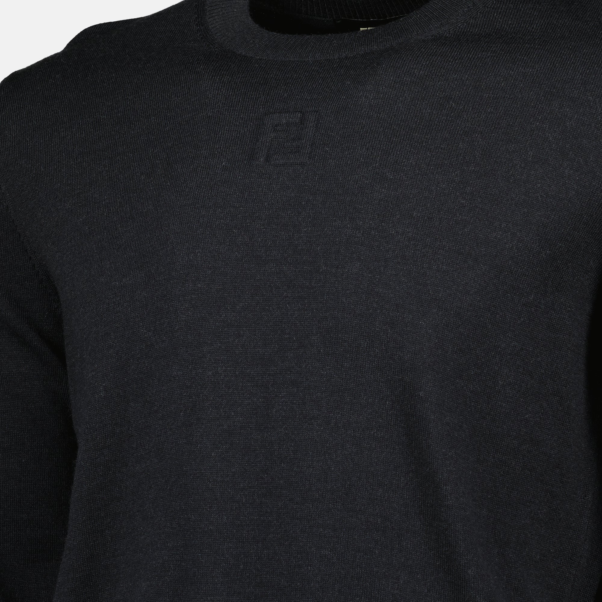 wool pullover, Fendi knitwear, dark grey sweater, men's clothing, FF logo
