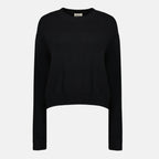 Khaite Pull Milo Noir, cashmere sweater, crew neck pullover, autumn winter fashion, ribbed knit