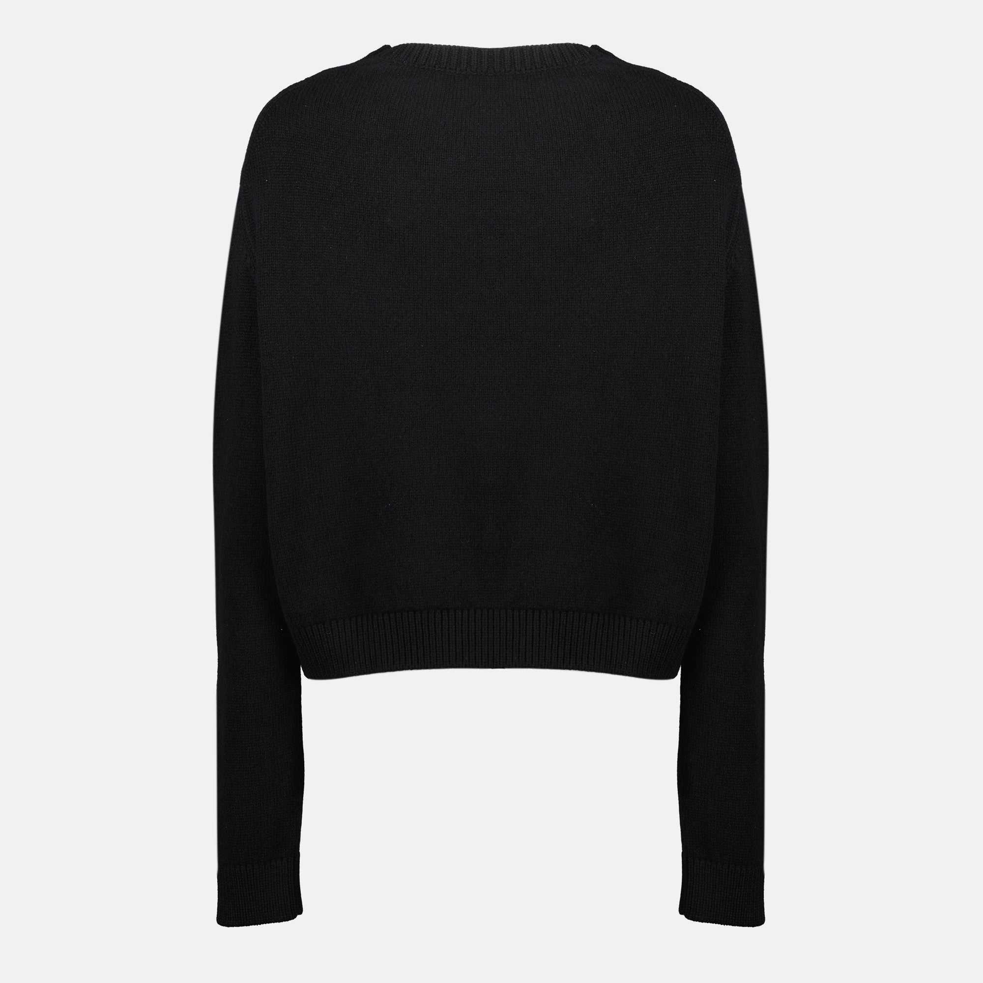 Khaite Pull Milo Noir, cashmere sweater, crew neck pullover, autumn winter fashion, ribbed knit