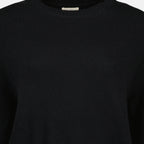 Khaite Pull Milo Noir, cashmere sweater, crew neck pullover, autumn winter fashion, ribbed knit