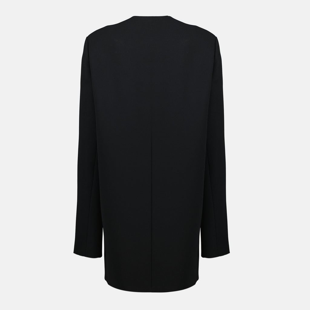 Khaite Aleena dress, black mid-length dress, V-neck dress, long sleeve dress, crepe dress