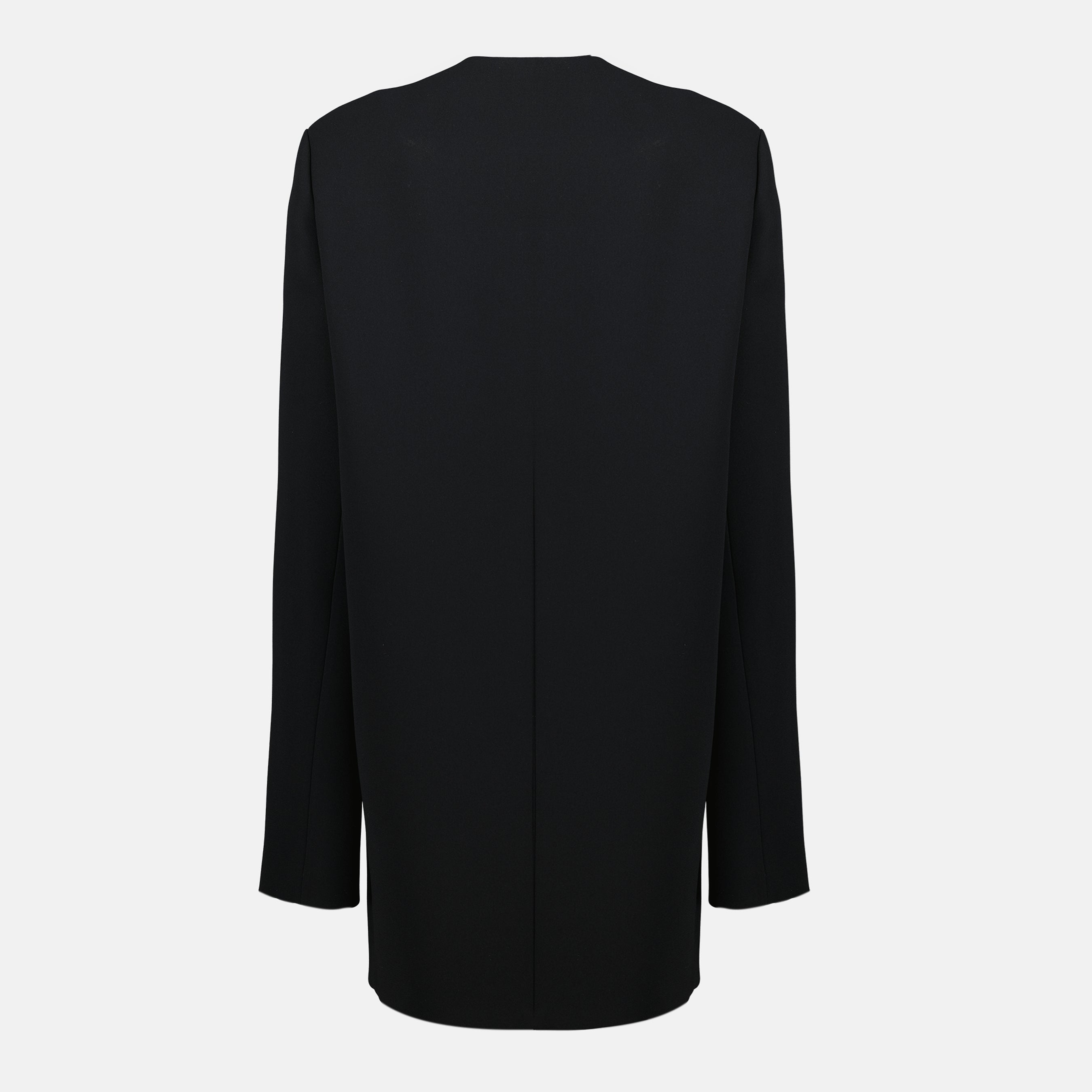 Khaite Aleena dress, black mid-length dress, V-neck dress, long sleeve dress, crepe dress