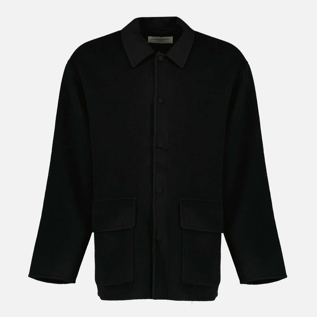 Vasco coat, Officine Générale, black wool coat, men's outerwear, tailored coat