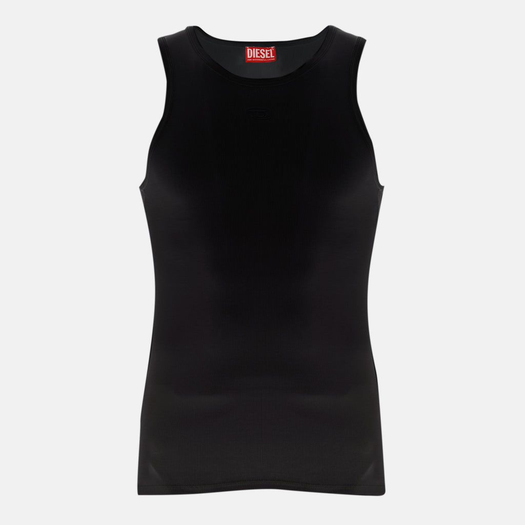 black tank top, Diesel apparel, ribbed top, cotton-elastane, autumn-winter collection