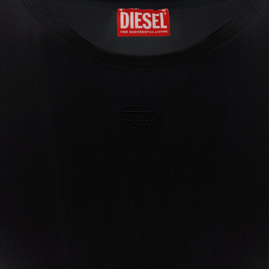 black tank top, Diesel apparel, ribbed top, cotton-elastane, autumn-winter collection