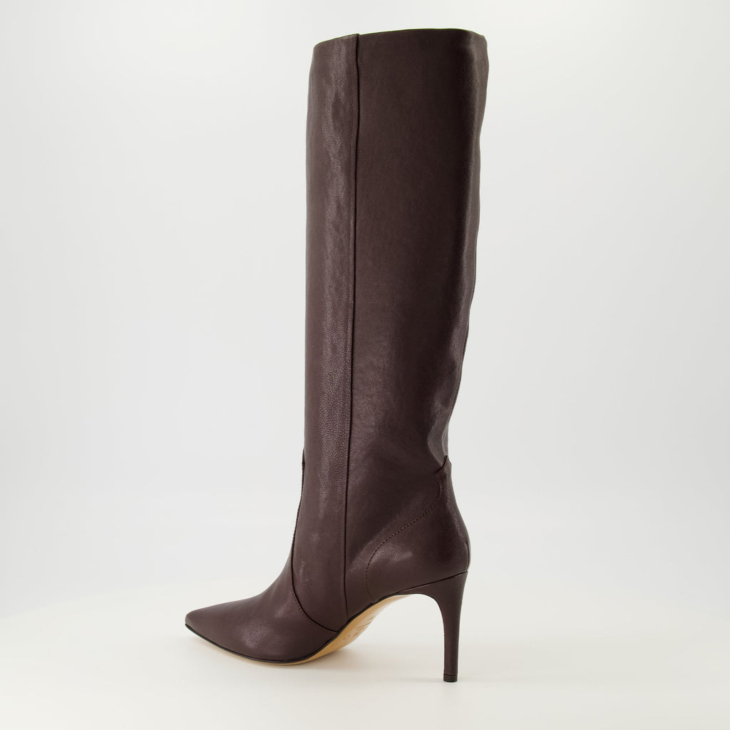 bordeaux leather boots, Iro boots, pointed toe boots, autumn winter footwear, slip-on boots
