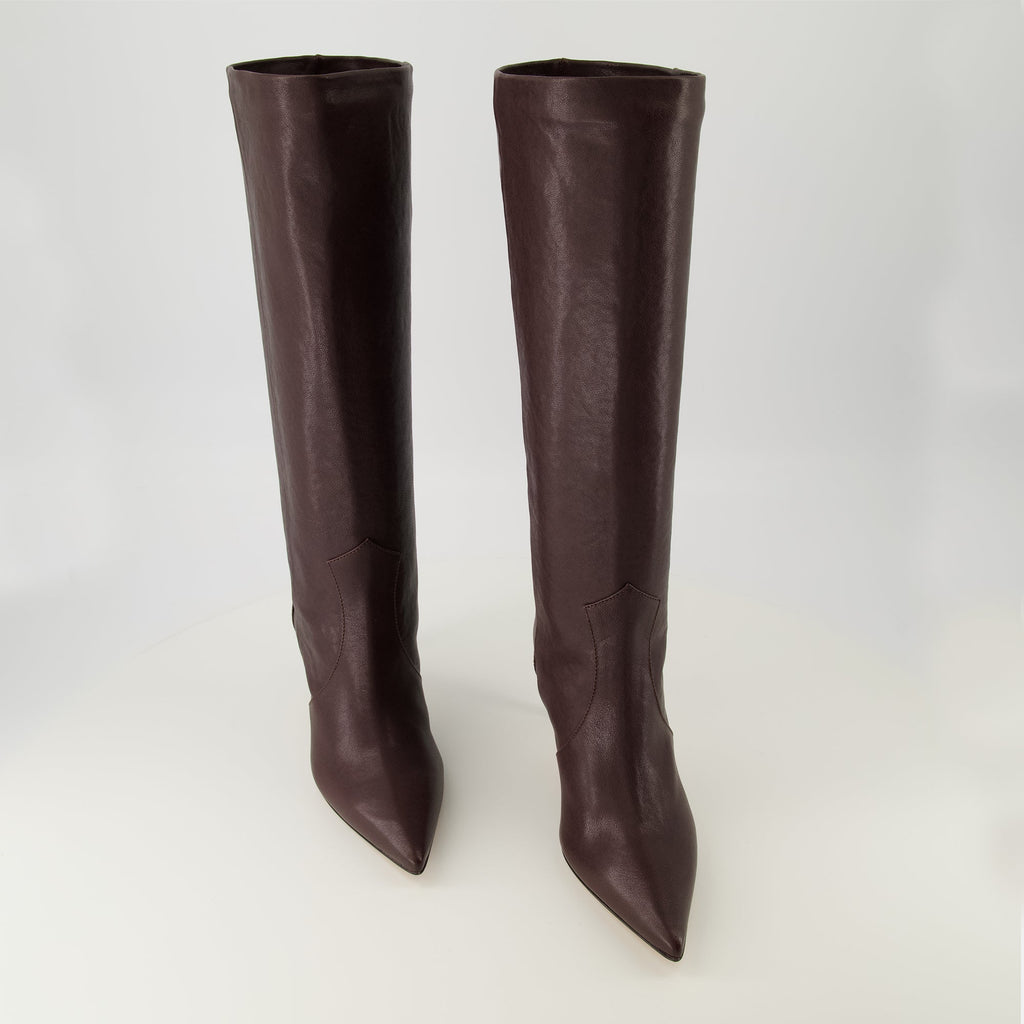 bordeaux leather boots, Iro boots, pointed toe boots, autumn winter footwear, slip-on boots