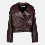 Image of Bordeaux Leather Jacket by Iro for Women - Season Autumn-Winter 2025 - Front View