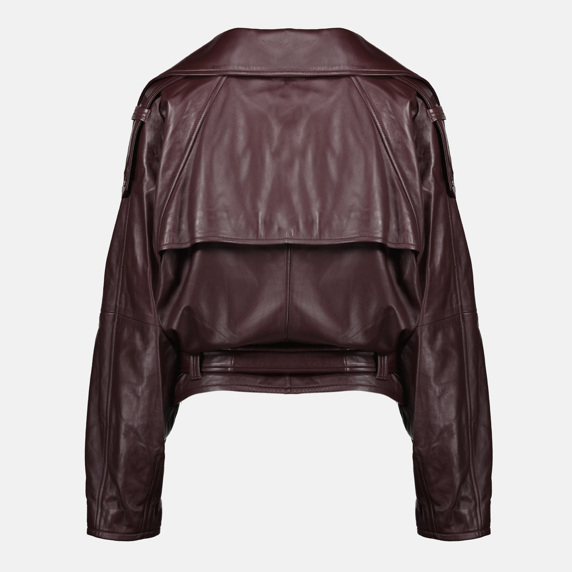 bordeaux leather jacket, iro jacket, oversized leather outerwear, Autumn-Winter collection, women's leather fashion