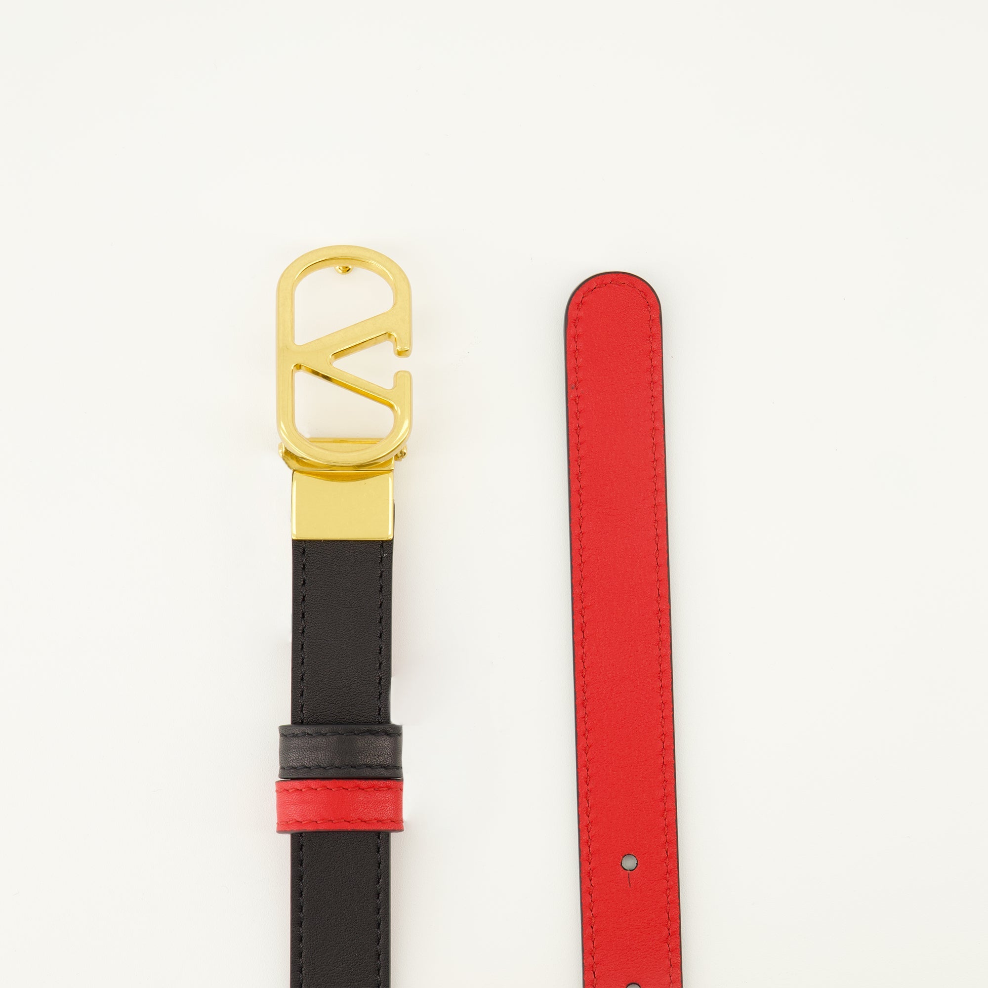 Reversible Black and Red Belt - Valentino - Valentino Garavani