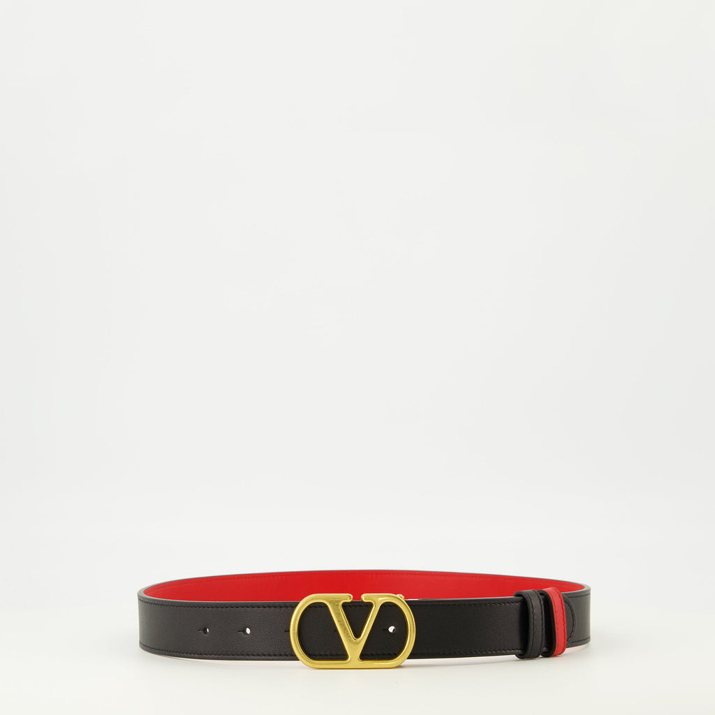 Image de l'article Ceinture réversible noir et rouge 30 mm de la marque Valentino Garavani pour Femme - Saison Printemps-Été 2026 - Vue de Face