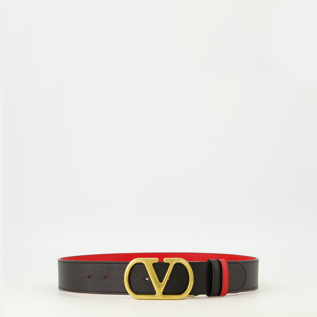 Image de l'article Ceinture réversible noir et rouge 40 mm de la marque Valentino Garavani pour Femme - Saison Printemps-Été 2026 - Vue de Face