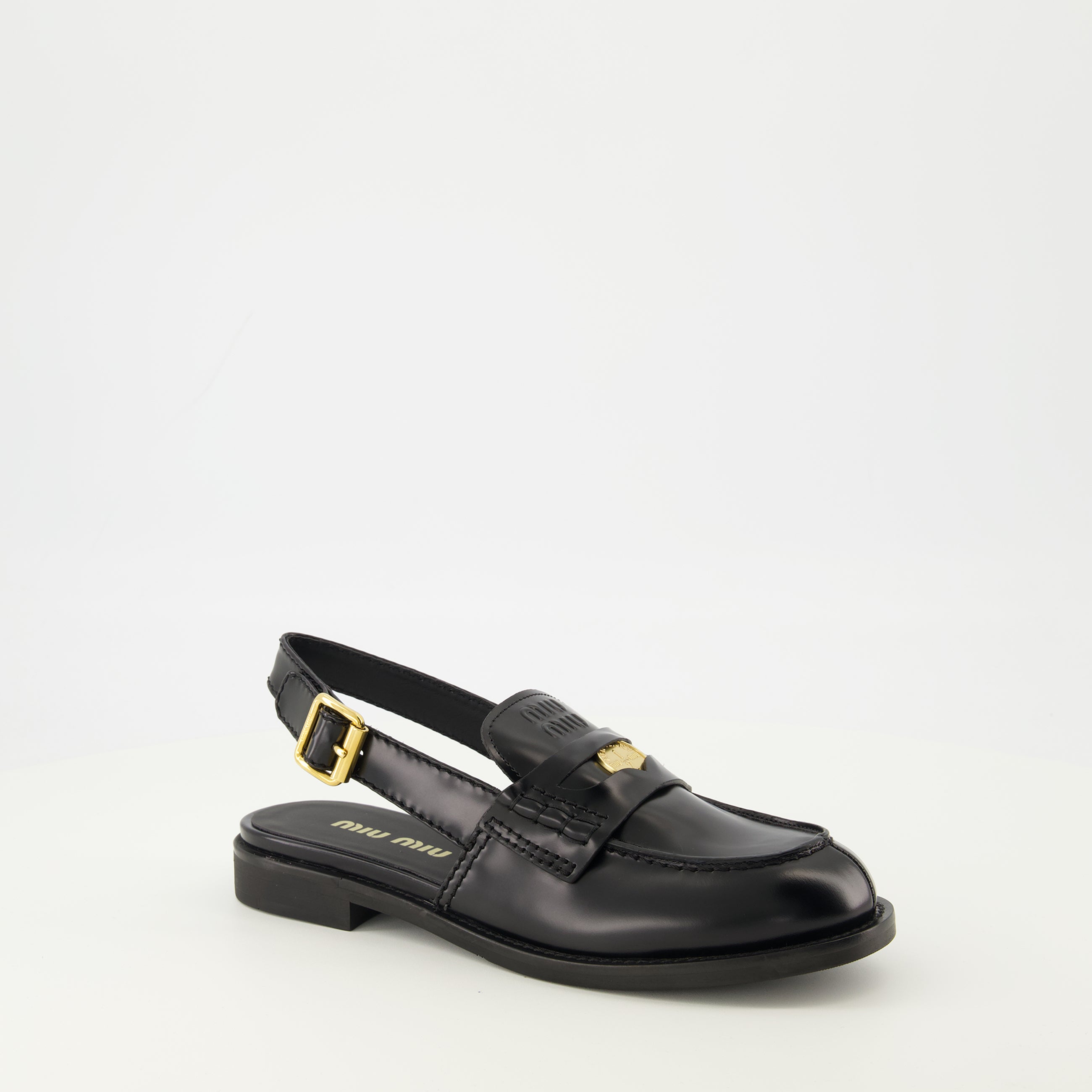 chinese dress ladies Miu Miu Women's Slingback Penny Loafer - Black - Loafers