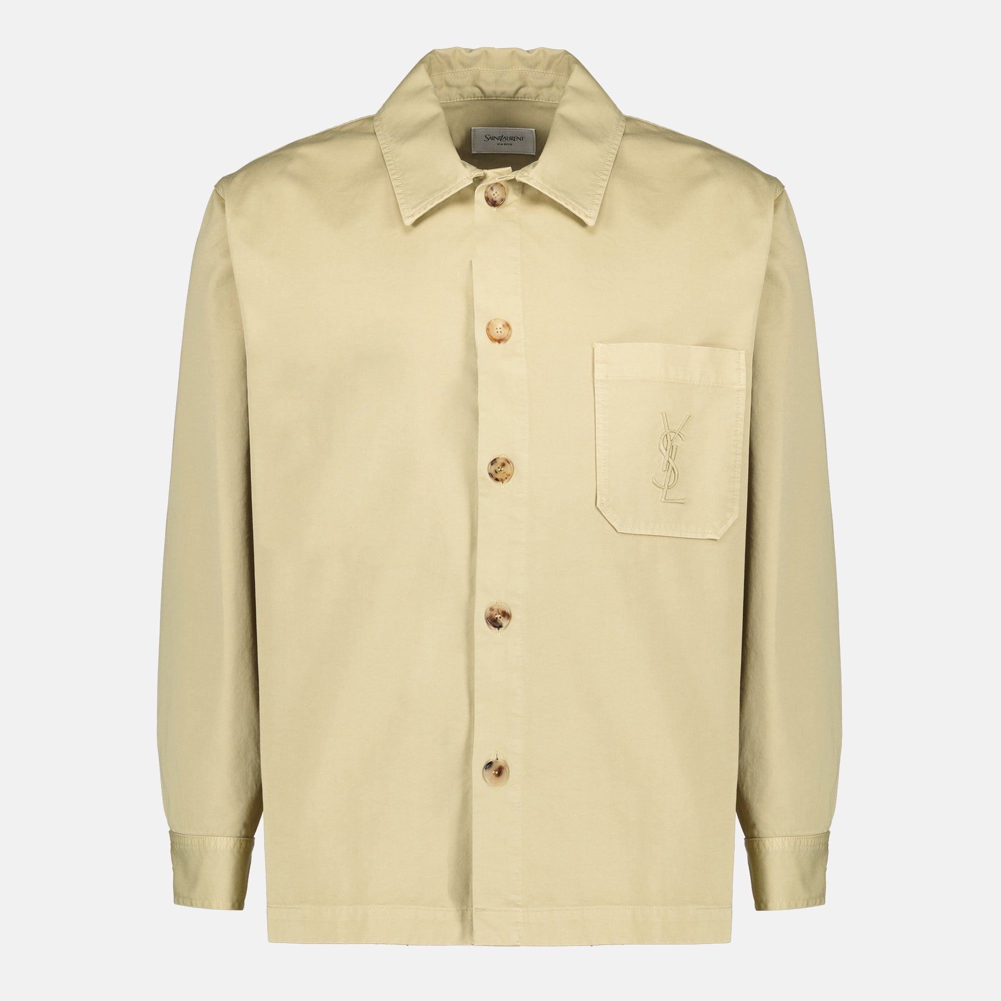 yves saint laurent dress shirt SAINT LAURENT | Beige certified Cotton Cassandre overshirt | Man