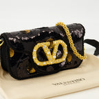 Image of Black Sequin Bag by Valentino Garavani for Women - Season Autumn-Winter 2025 - Detail View 1