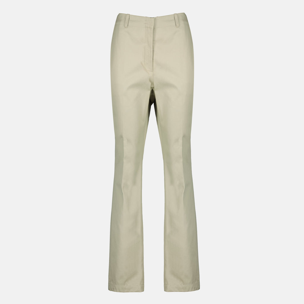 Pantalons en coton évasés beige