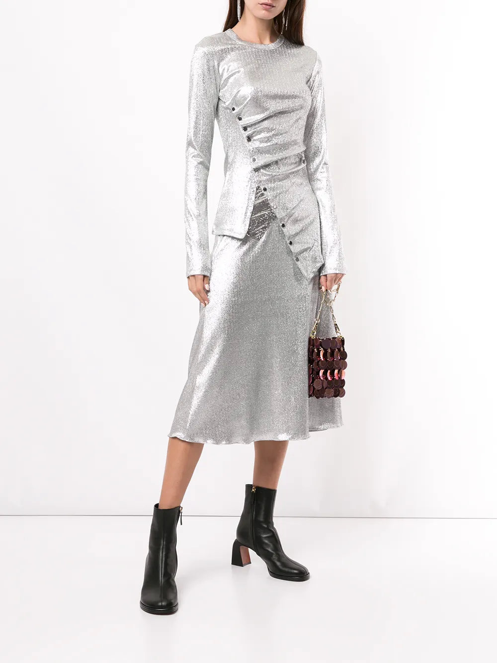 Silver Draped Top in Lurex