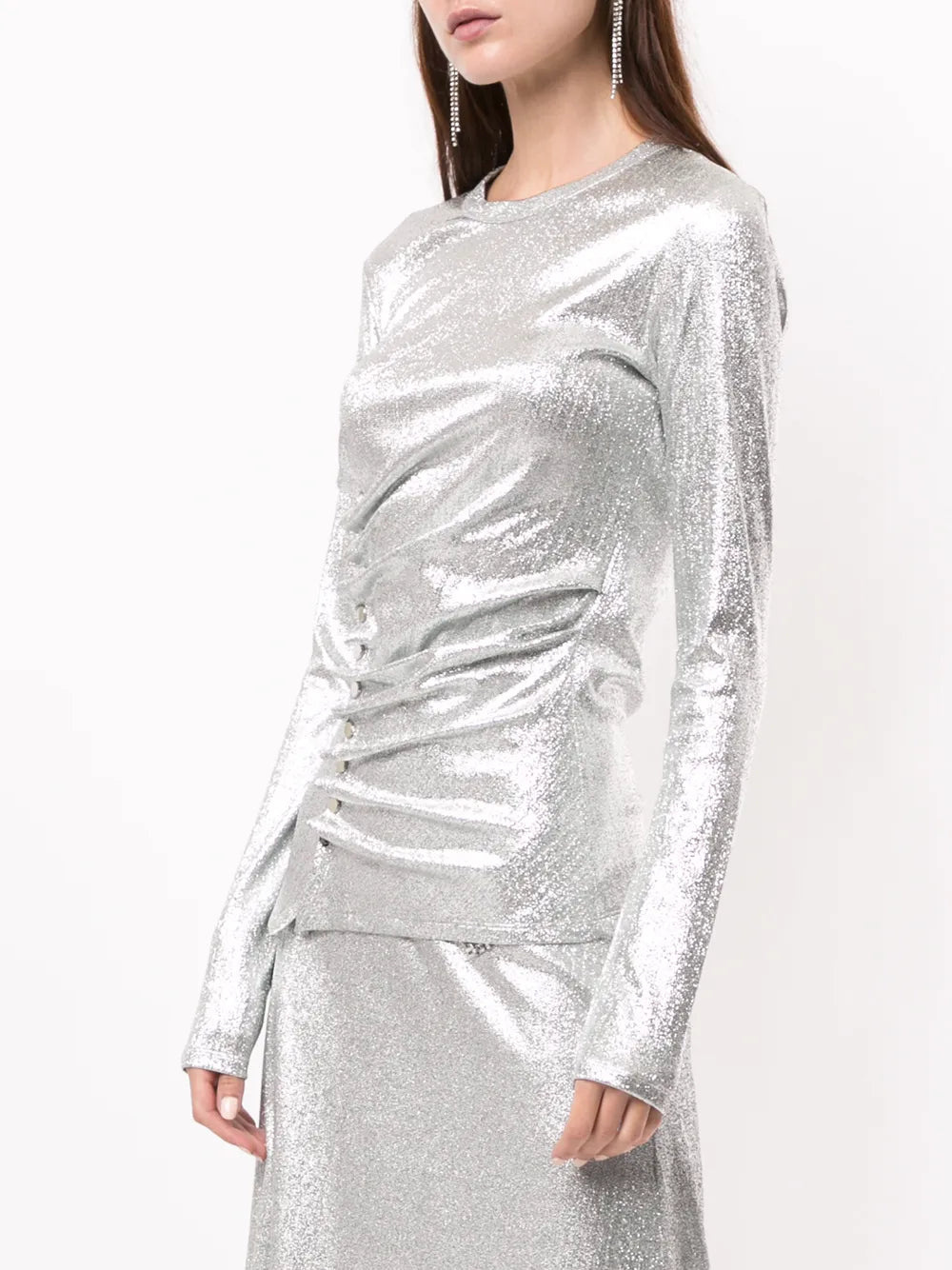 Silver Draped Top in Lurex